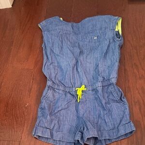 Tommy Hilfiger Kids Denim Romper with Neon Accents